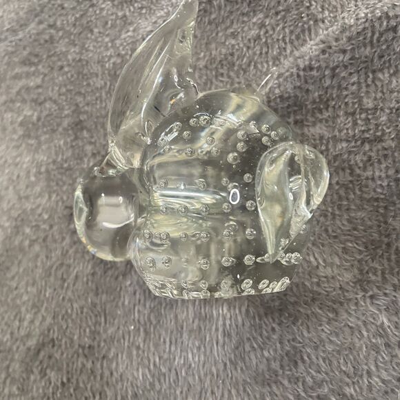 Vintage Clear Art Glass Bunny Rabbit Paperweight 3" Controlled Bubbles - Picture 4 of 10